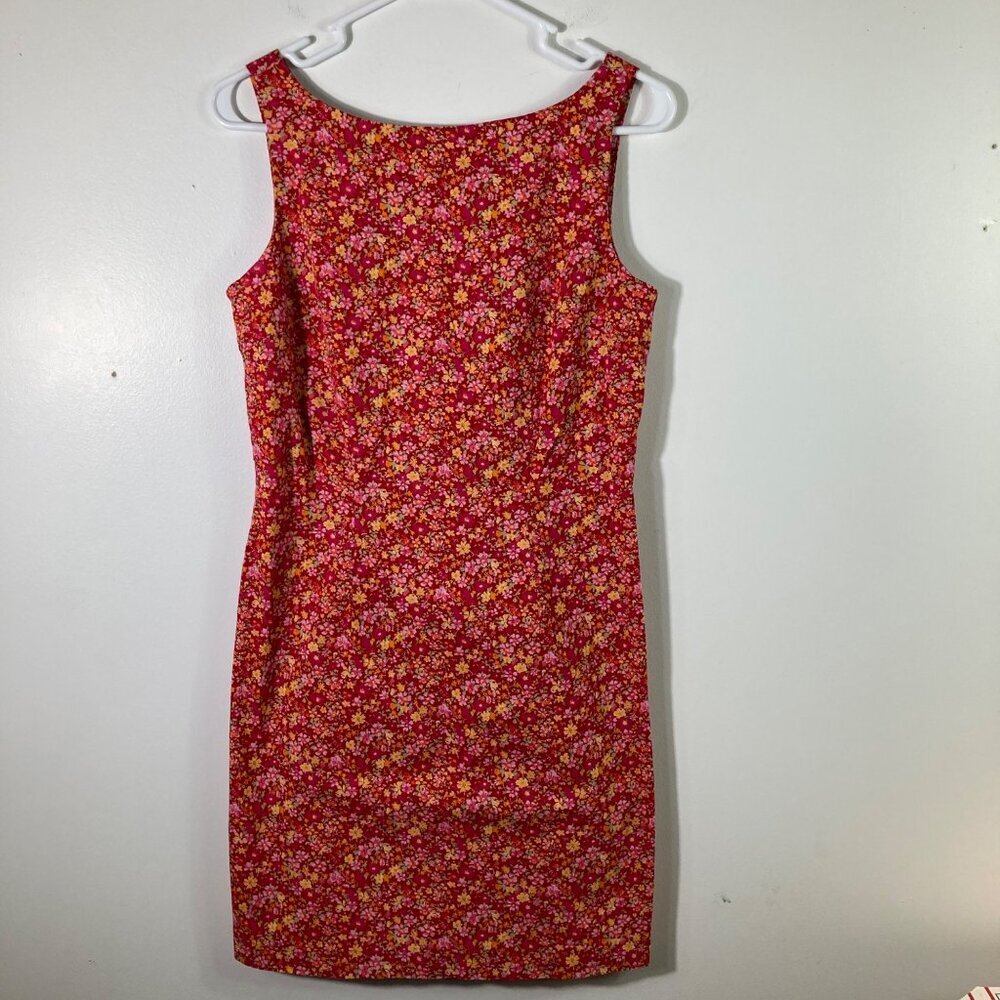 Womens Express Red Floral Sleeveless Stretch Body Con‎ Dress 7/8